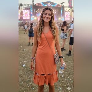 VINTAGE FIONA LONDON COQUETTE DRESS RIBBON CUT OUT FAUX SUEDE